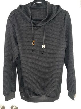 Men's Black Waffle Crewneck Hoodie Sweater Sz S SKU: 0928-52